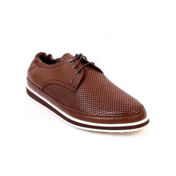 ROBERTO SERPENTINI 1826a Brown Perforated Leather Lace-Up...
